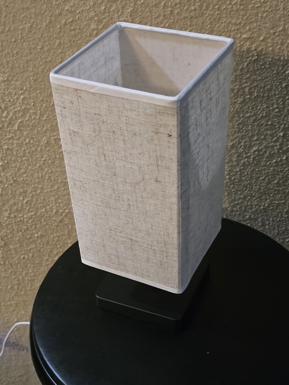 Neutral Square Linen Table Lamp Shade - White/Cream W/controller